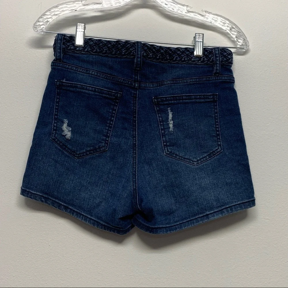 Harper Size 26 Distressed Woven Fabric Design at Waist Denim Jean Shorts